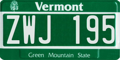 VT license plate ZWJ195