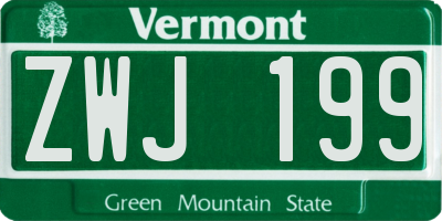 VT license plate ZWJ199