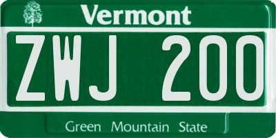 VT license plate ZWJ200