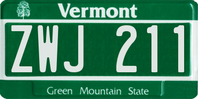 VT license plate ZWJ211