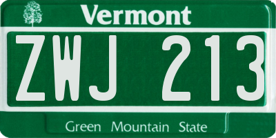 VT license plate ZWJ213
