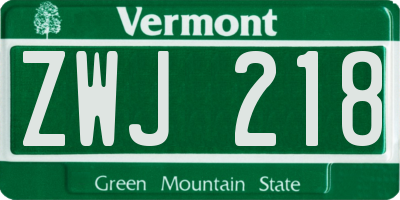 VT license plate ZWJ218