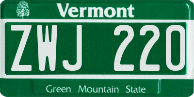 VT license plate ZWJ220