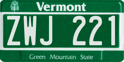 VT license plate ZWJ221