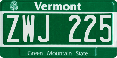 VT license plate ZWJ225