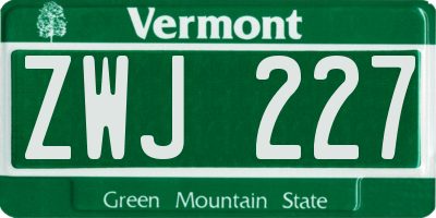 VT license plate ZWJ227