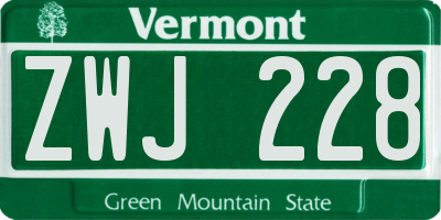VT license plate ZWJ228