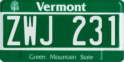 VT license plate ZWJ231