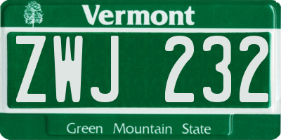VT license plate ZWJ232