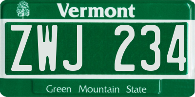 VT license plate ZWJ234