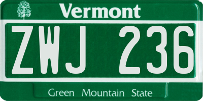 VT license plate ZWJ236