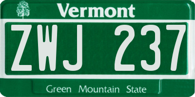VT license plate ZWJ237