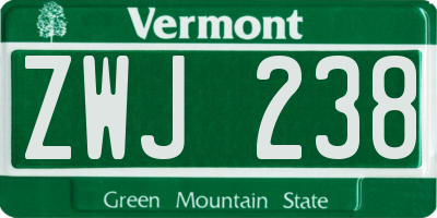 VT license plate ZWJ238