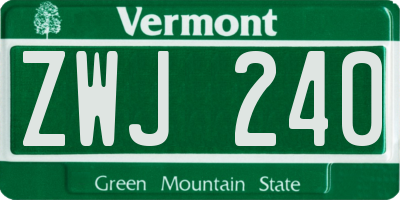 VT license plate ZWJ240
