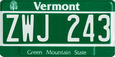 VT license plate ZWJ243