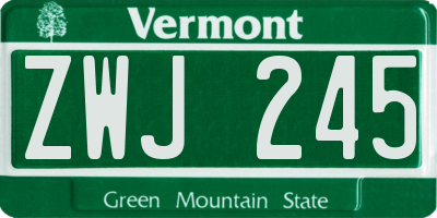 VT license plate ZWJ245
