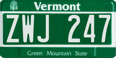 VT license plate ZWJ247