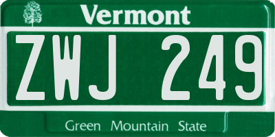 VT license plate ZWJ249