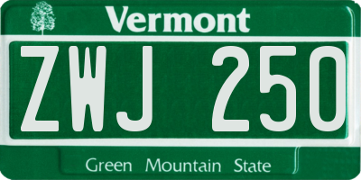 VT license plate ZWJ250
