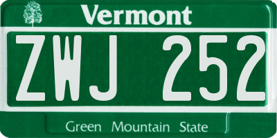 VT license plate ZWJ252