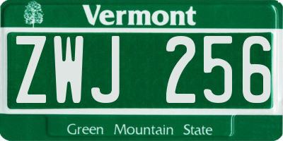 VT license plate ZWJ256