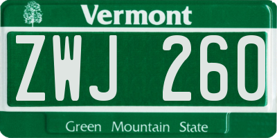 VT license plate ZWJ260