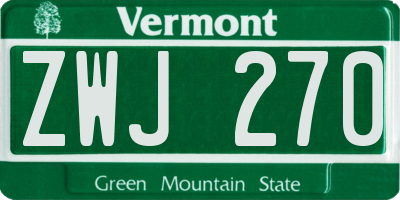 VT license plate ZWJ270