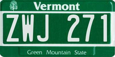 VT license plate ZWJ271