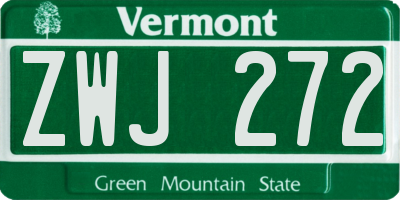 VT license plate ZWJ272