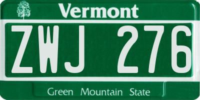 VT license plate ZWJ276