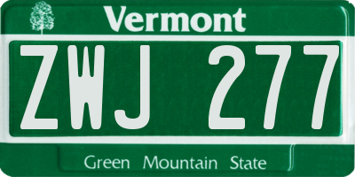 VT license plate ZWJ277