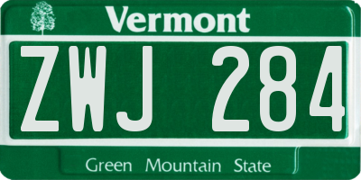 VT license plate ZWJ284