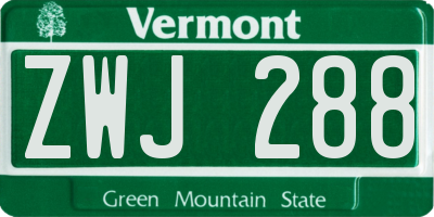 VT license plate ZWJ288