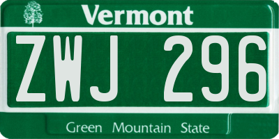 VT license plate ZWJ296