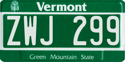 VT license plate ZWJ299