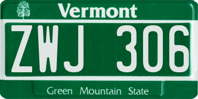 VT license plate ZWJ306