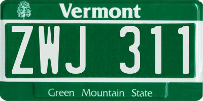 VT license plate ZWJ311
