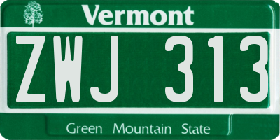 VT license plate ZWJ313