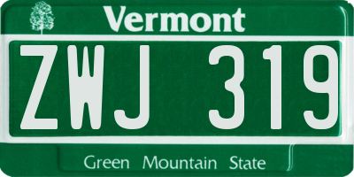 VT license plate ZWJ319
