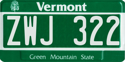 VT license plate ZWJ322