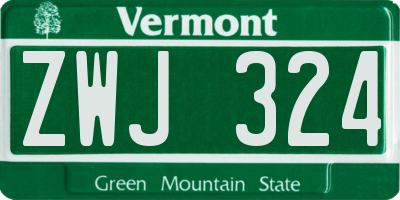 VT license plate ZWJ324