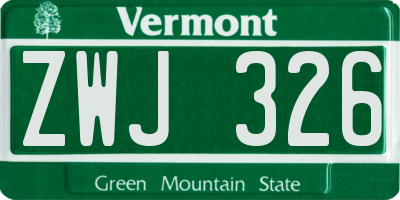 VT license plate ZWJ326