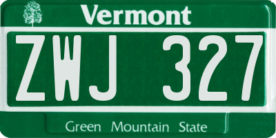 VT license plate ZWJ327