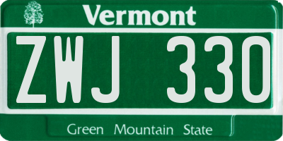 VT license plate ZWJ330