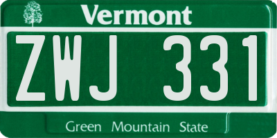 VT license plate ZWJ331