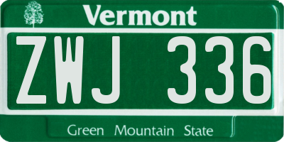 VT license plate ZWJ336