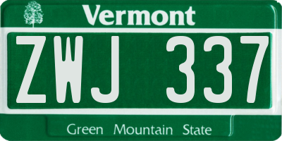 VT license plate ZWJ337