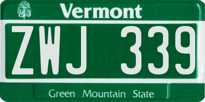 VT license plate ZWJ339