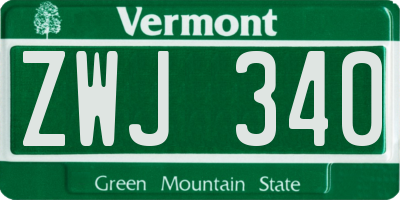 VT license plate ZWJ340