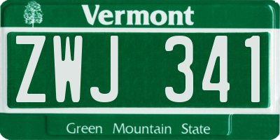 VT license plate ZWJ341